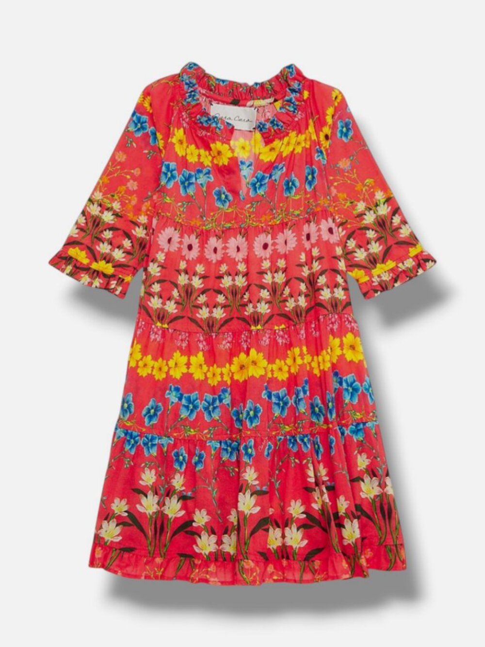 Cara Cara Kids Girl's Orange Floral Print Long Dress Size 10T